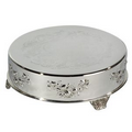 Silver Plated Round Cake Plateau/ Plate with Rose Pattern (12" Diameter)